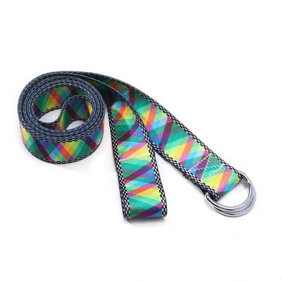 Printed Cotton Yoga Belt Washable D-Ring Stretch