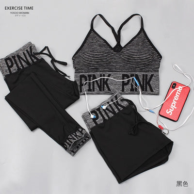 Women Yoga Sets Sports Bra+Yoga Pants+Shorts Fitness Clothing
