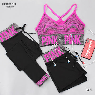 Women Yoga Sets Sports Bra+Yoga Pants+Shorts Fitness Clothing