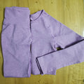 2 Piece Set Women Ribbed Seamless Long Sleeve Yoga Sets