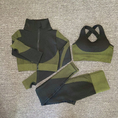 Seamless Yoga Sets New Knitted Hip-lifting Elastic Running Sports