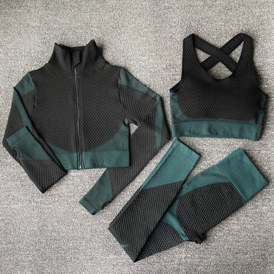 Seamless Yoga Sets New Knitted Hip-lifting Elastic Running Sports